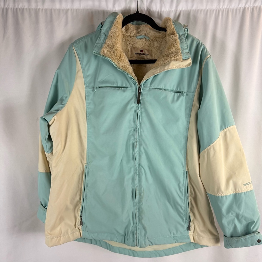 Woolrich Women's Mint and Cream Jacket Size:L